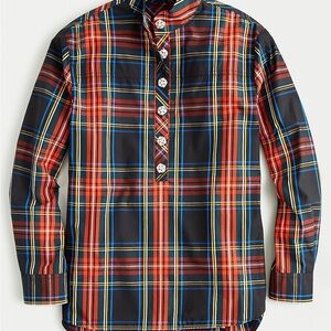 J. Crew Jeweled Button Popover Tunic in Stewart Tartan Plaid 12